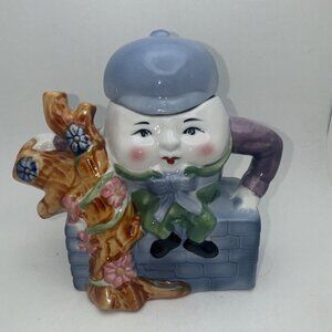 Feitx Porcelain Humpty Dumpty Teapot Cute Whimsical  7.5” x 3.5” x 7” EUC